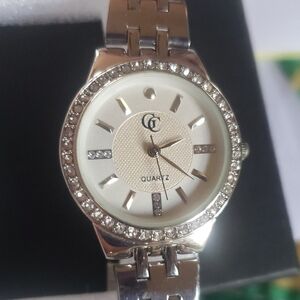 Vintage GoldCoast Silver Watch with Crystal Accents